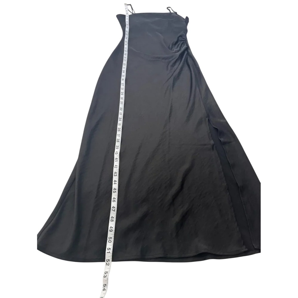House of Harlow 1960 Black Satin Ruched Maxi Slip Dress M Formal HOCO Wedding - Picture 8 of 10